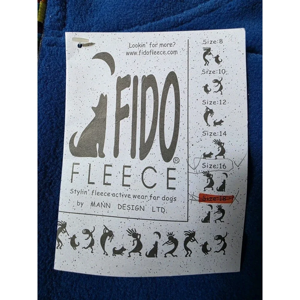 Fido Fleece Cozy Dog Jacket Size 16 Red Blue Ribbon Multicolor Vintage 90s